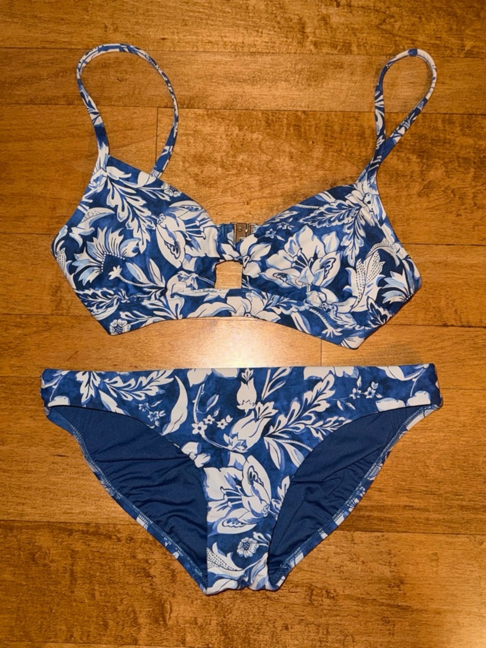 Seafolly Blue and White Floral Bikini Set